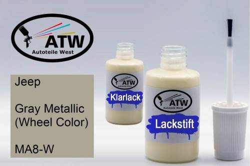 Jeep, Gray Metallic (Wheel Color), MA8-W: 20ml Lackstift + 20ml Klarlack - Set, von ATW Autoteile West.
